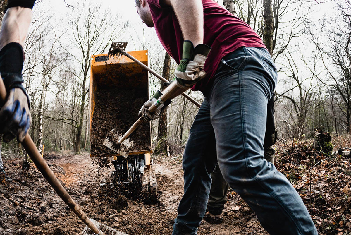 Volunteers working on a moorland mountain bike trail at Blacka Moor Nature Reserve near Sheffield