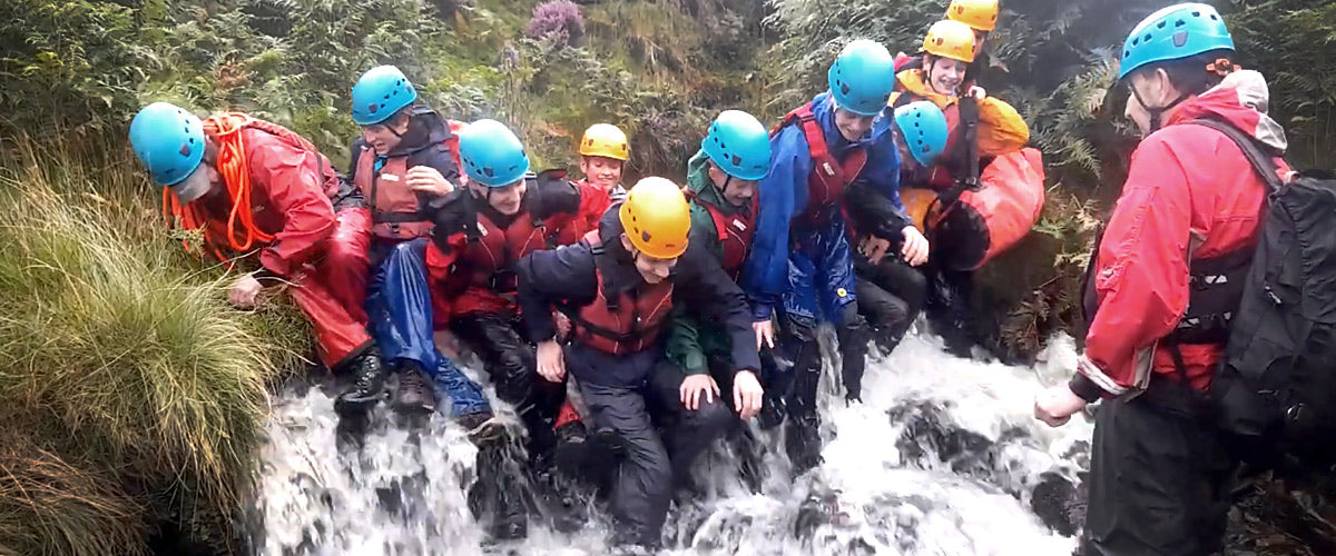Explorer Scouts gorge scrambling in the Peak District