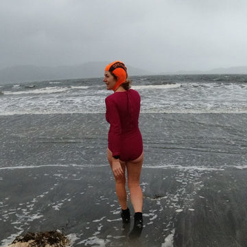 Two women outdoor swimming