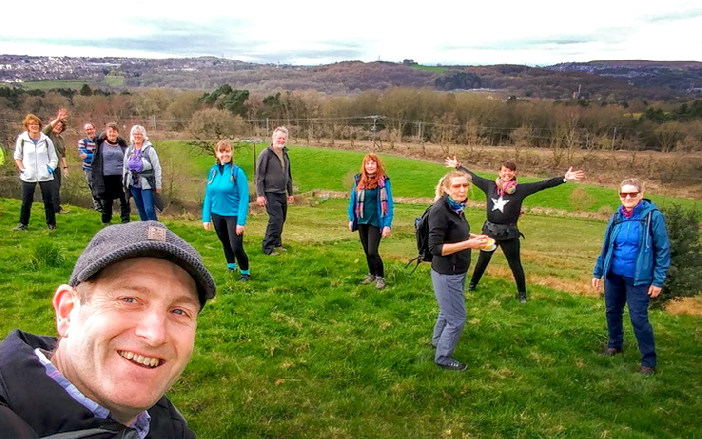 A Running Seeds group walking through green space in West Leeds, discovering their local outdoor environment