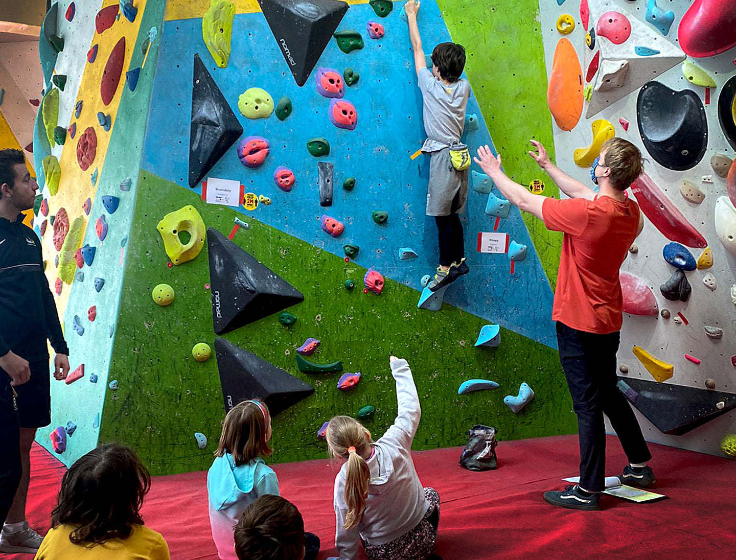 Pupils competing at the Sheffield Schools bouldering competition
