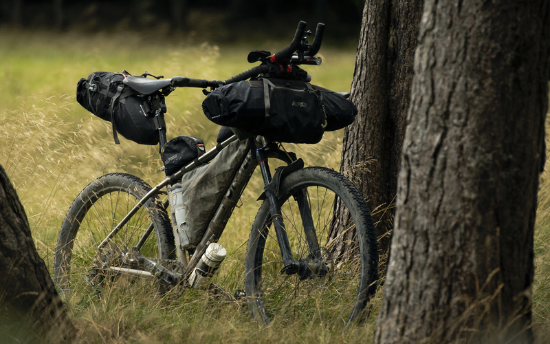 Cycle touring frame bag fitted to a mountain bike