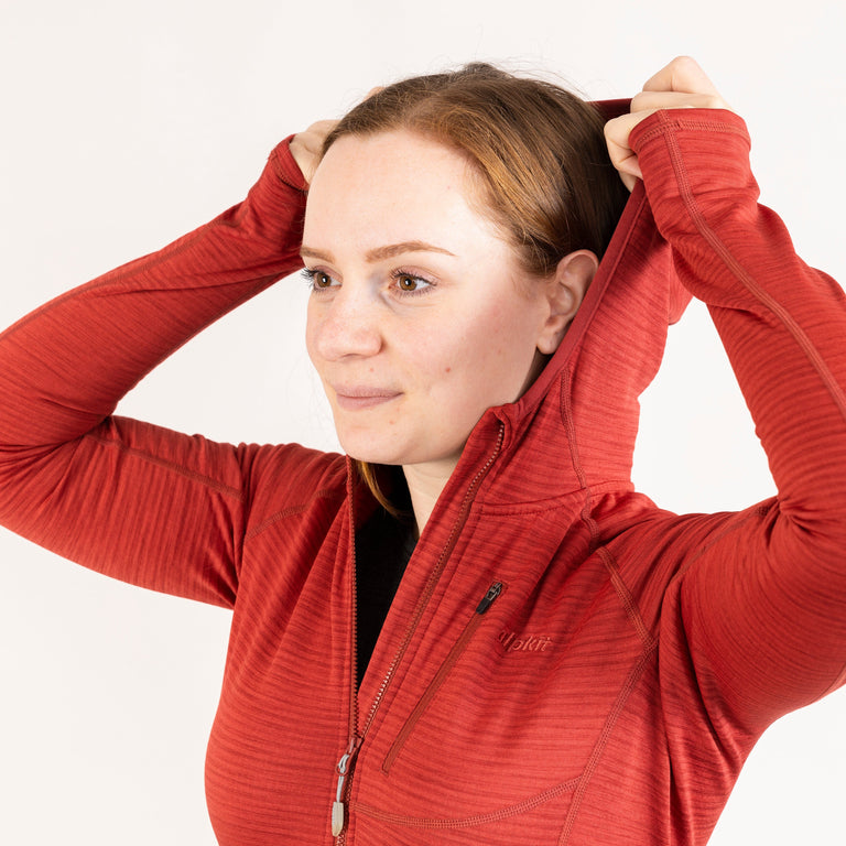 womens griffon hooded fleece in reef blue cuff|rg