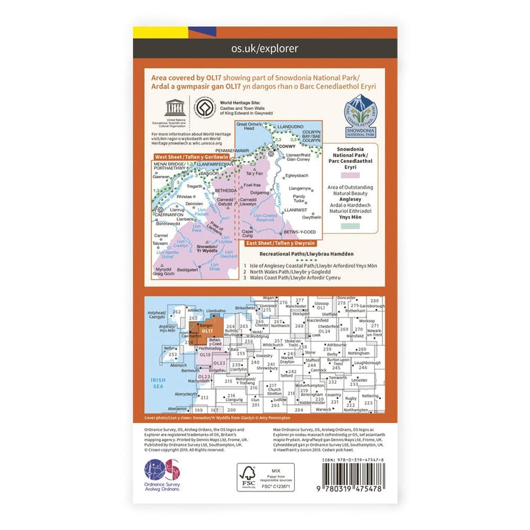 OS Explorer Laminated / Snowdonia Snowdon