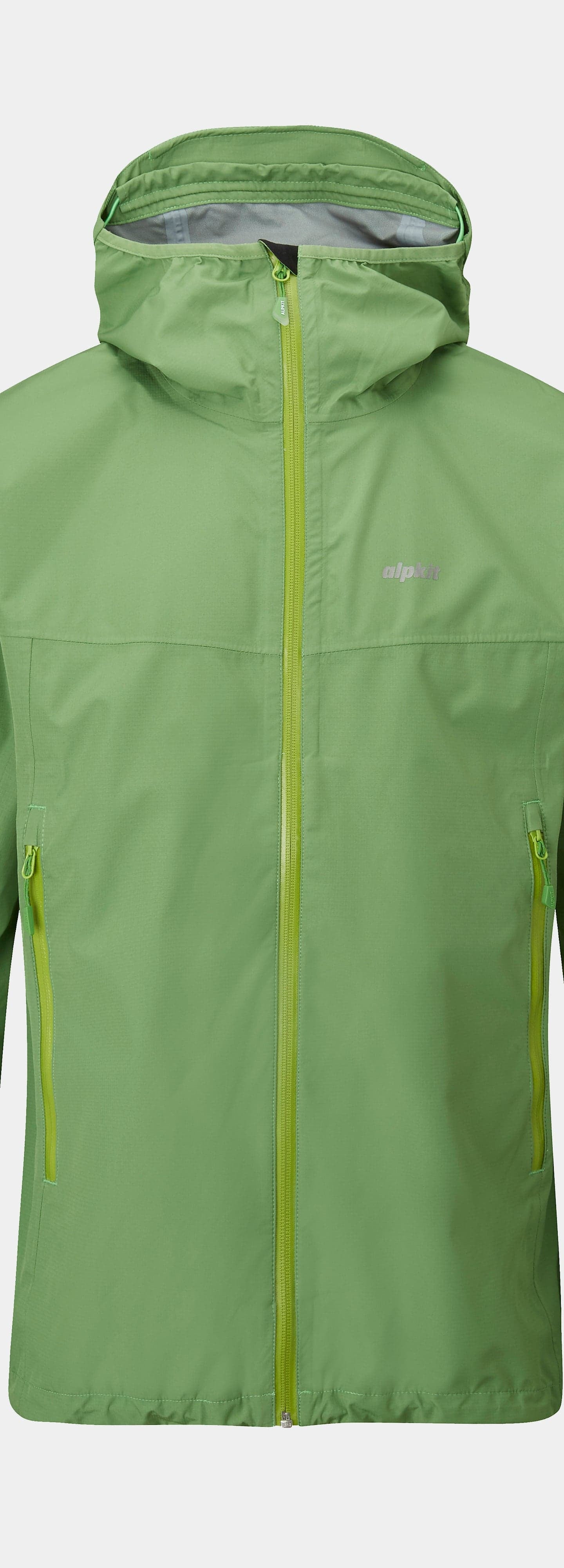 alpkit sigma mens waterproof jacket in fern green - closed