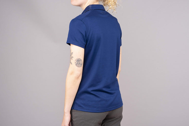 womens alpkit cabrera polo in navy rear